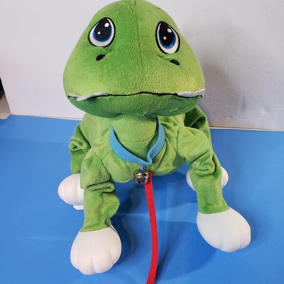 Ganz Peppy Pets Green Dinosaur Walking Plush Animal Pull Toy Go Where You Go - Picture 2 of 11